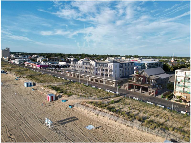 An architectural rendering of what the hotel will look like sitting next to a newly constructed Rehoboth Beach Patrol building on Baltimore Avenue. NORR ARCHITECTS IMAGE